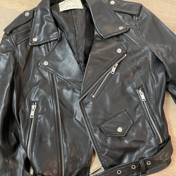 Zara Basic Cropped Moto Jacket, Small - Picture 3 of 8